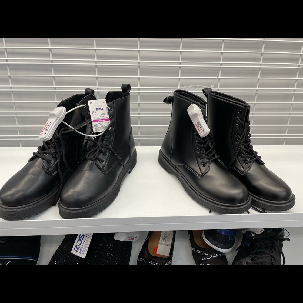Black boots on the left.